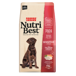 Suņu barība Nutribest ar lasi un rīsiem 15kg