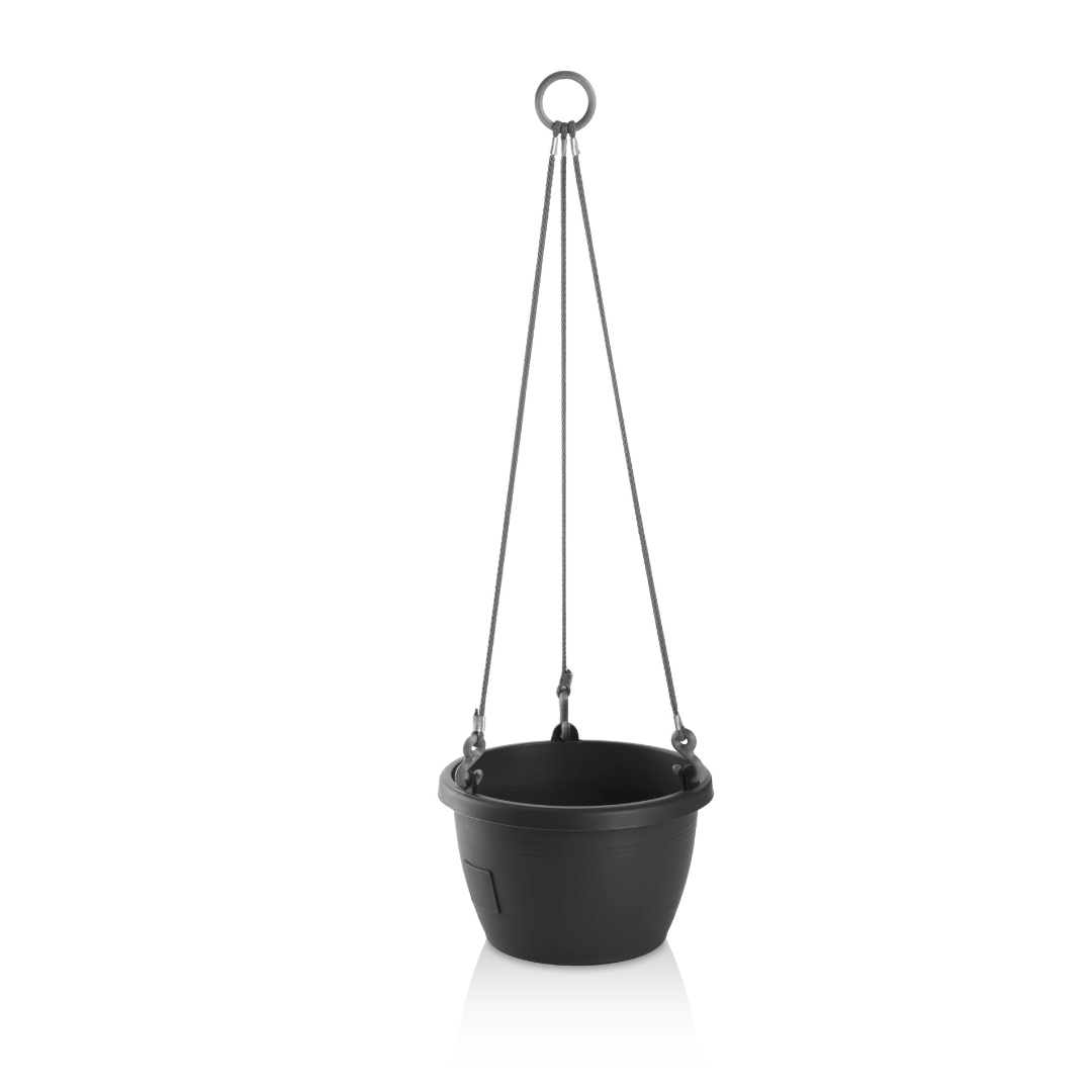 Iekarams puķu pods plastmasas antracīta 28.5cm ar āķiem