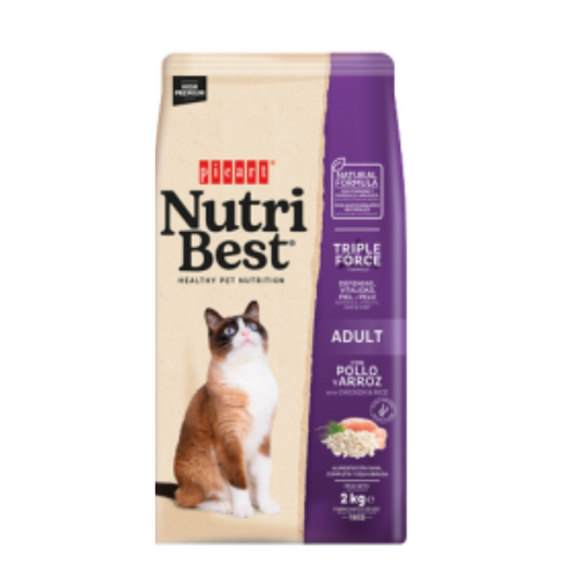 Kaķu barība Nutribest ar cāli un rīsiem 15kg