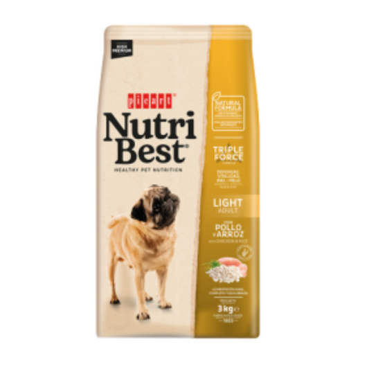 Suņu barība Nutribest light ar vistu un rīsiem 15kg