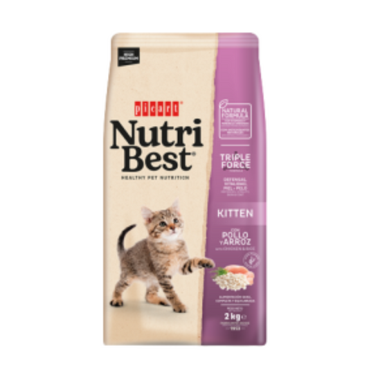 Kaķu barība Nutribest kaķēniem ar cāli un rīsiem 2kg
