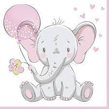 Salvetes bērniem Baby Elephant with Pink Balloon 1pac