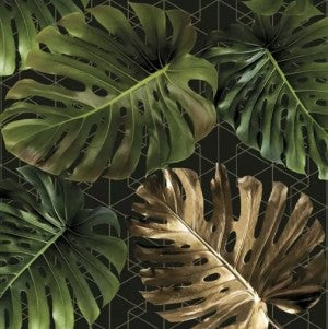 Salvetes puķes Monstera on a Golden Graphic Net 1pac