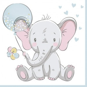 Salvetes bērniem Baby Elephant with Blue Balloon 1pac